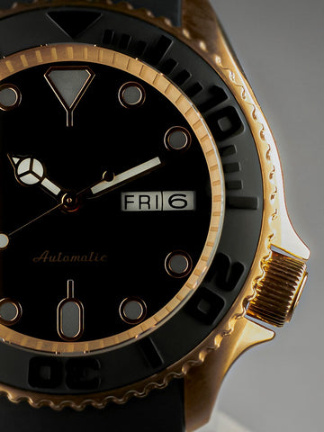Skxx Gold Black | Custom Mod with Black Dial and Black FKM Rubber