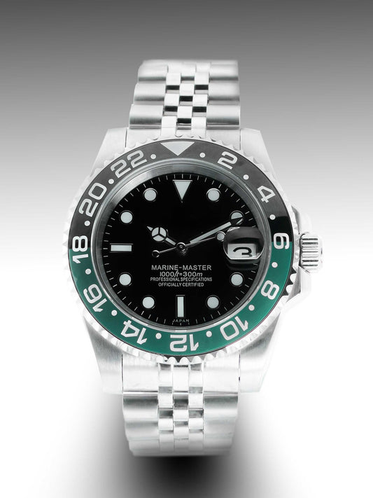Sub Sprite | Custom Mod with Black Dial and Jubilee Bracelet | Black and Green Ceramic Bezel