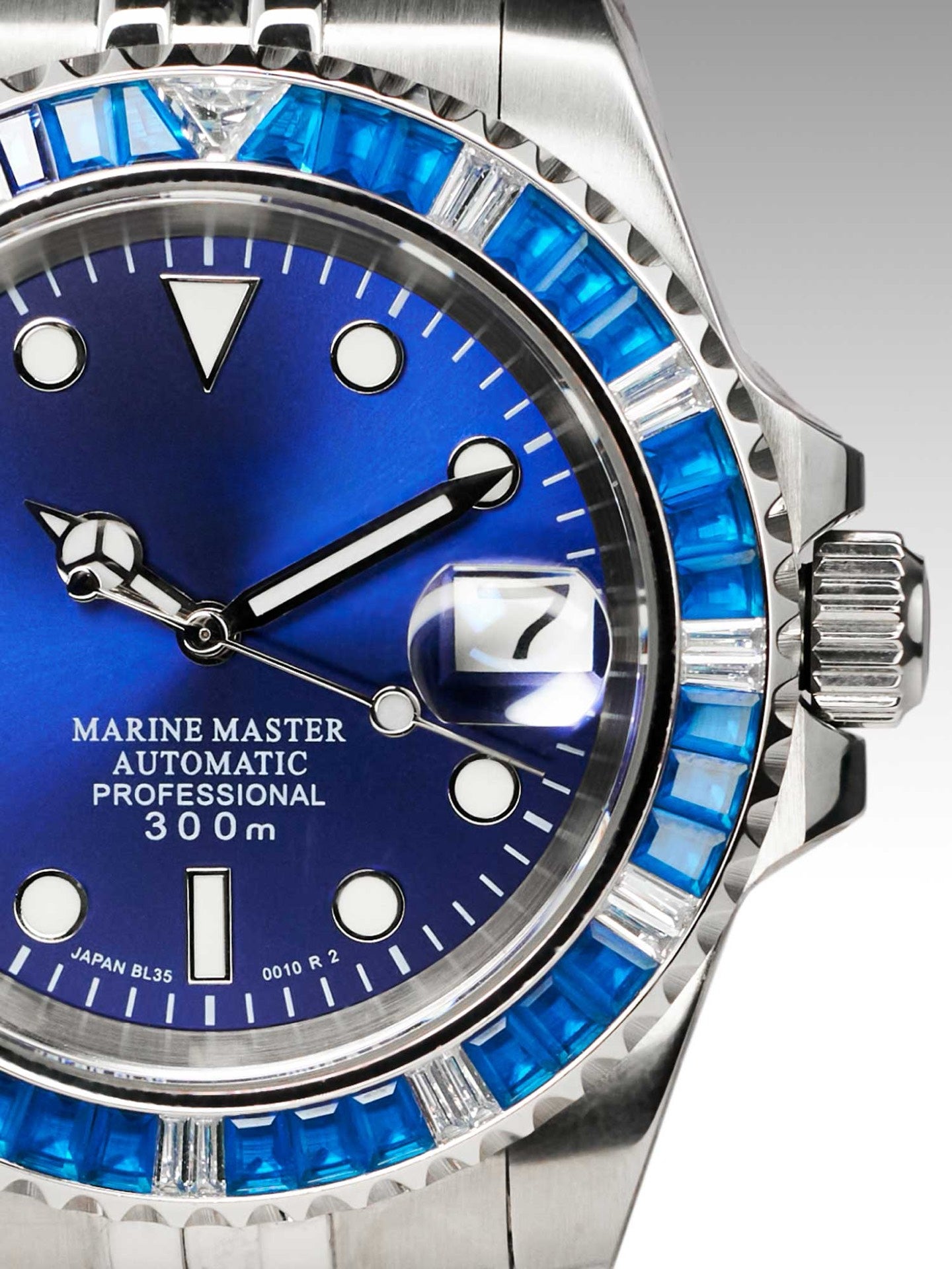 Sub Jewels Blue | Refined Design, Royal Blue Dial with Blue Zircon Stones Embellished Bezel